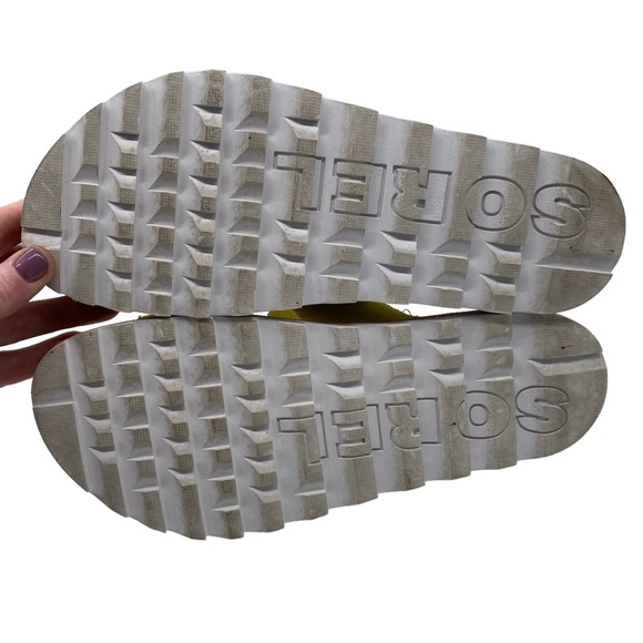 Sorel Sandals Roaming Slide Yellow Suede Leather Casual Chunky Colorful Size 8 - Picture 10 of 11